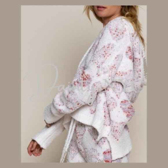 Hearts Berber Fleece Lounge Hoodie Sweater Plush - Picture 5 of 14